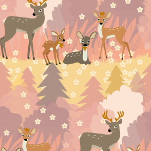 deer family ROSE pattern