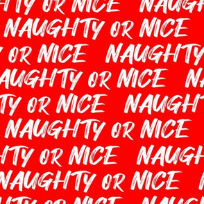 naughty or nice text on red 