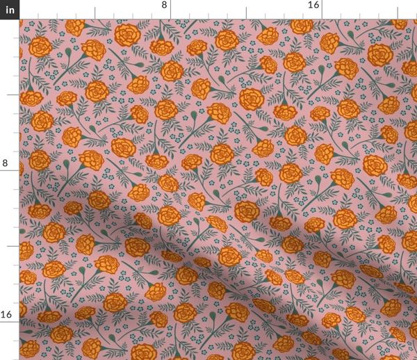 Marigolds & forget me nots - Spoonflower