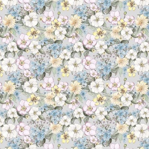 Botanical Floral light gray