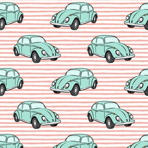 mint bugs - (pink stripe) beetle car