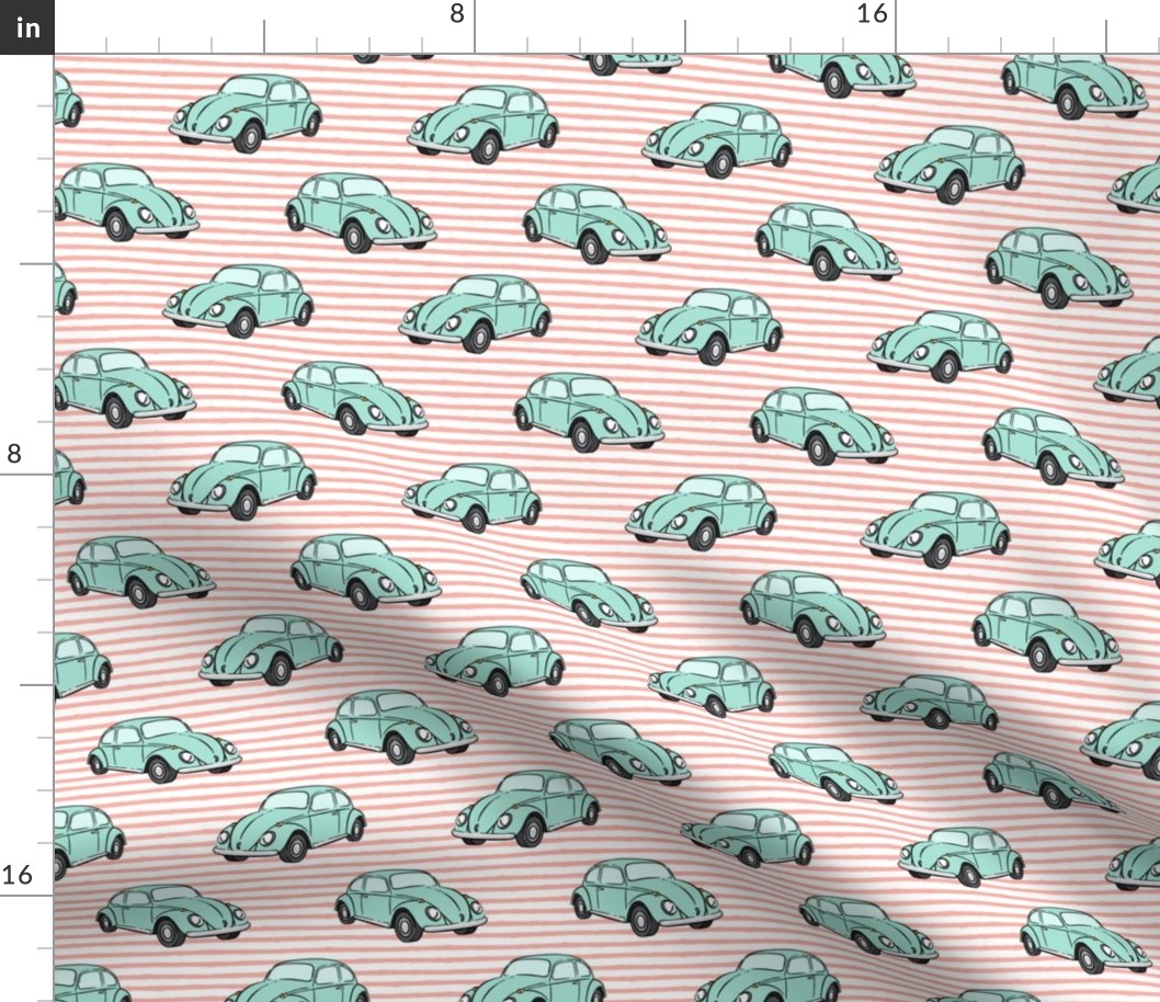 mint bugs - (pink stripe) beetle car