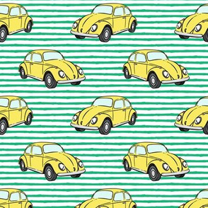 yellow bugs - (green stripe) beetle car
