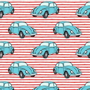 blue bugs - (red stripe) beetle car