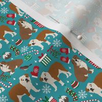 SMALL  - english bulldogs christmas fabric, bulldog fabric, bulldog fabric by the yard, english bulldog fabric,  cute xmas design english bulldogs christmas fabrics cute dog