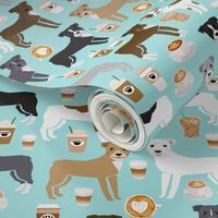 SMALL - pitbull fabric, pitbull dog fabric, dog fabrics, pitbull fabric by the yard, coffee fabrics cute pitbull terrier fabric design pittys design love rescue dogs fabric