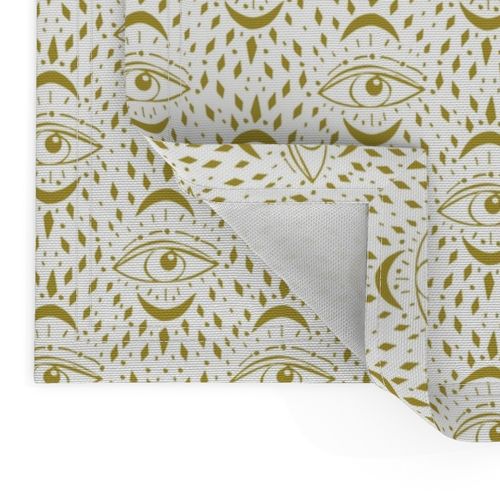 mystic eye fabric, eye design, eye fabric, evil eye fabric, tarot, tarot fabric, mystical - gold