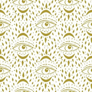 mystic eye fabric, eye design, eye fabric, evil eye fabric, tarot, tarot fabric, mystical - gold