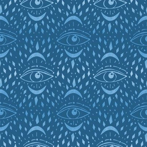 mystic eye fabric, eye design, eye fabric, evil eye fabric, tarot, tarot fabric, mystical - blue