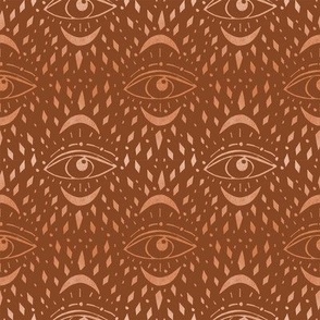 mystic eye fabric, eye design, eye fabric, evil eye fabric, tarot, tarot fabric, mystical -rust