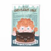 The best chocolate cake recipe tea towel // orange hair sweet little girl
