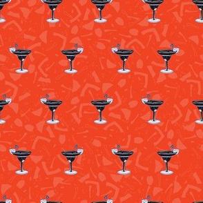 Mixed Drinks Cocktails Glass Seamless Vector Pattern, Drawn Bar Illustration