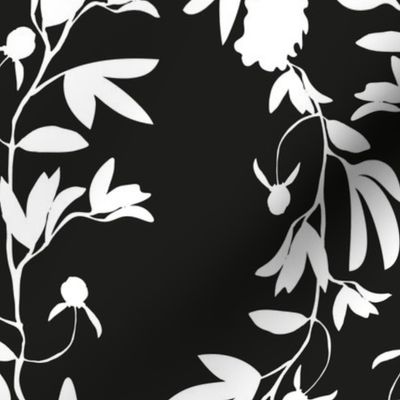 Black and White Floral Damask