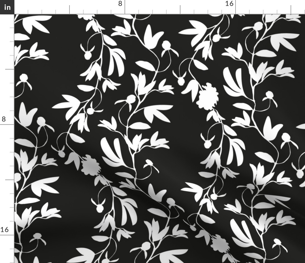 Black and White Floral Damask