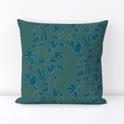 Dark Green Peony Damask