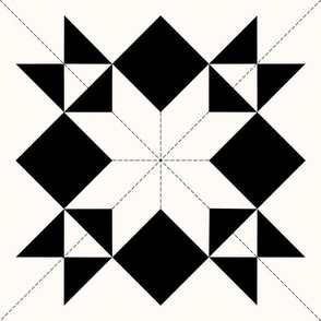 Morning Star Graphic Quilt: Black & Cream Cheater Quilt