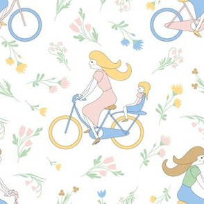 bikes and flowers in pastel colors