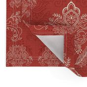 Hand-Drawn Red Damask