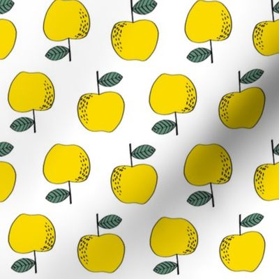 apple fabric // apple fabric by the yard, apple wallpaper, apples, fruit fabric, food fabric, andrea lauren fabric - yellow