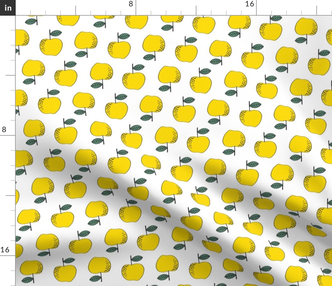 apple fabric // apple fabric by the yard, apple wallpaper, apples, fruit fabric, food fabric, andrea lauren fabric - yellow