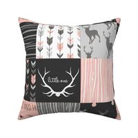 Patchwork Deer - CORAL and Black wholecloth quilt