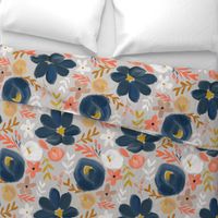 November's Florals - Autumn Navy - LARGE scale 