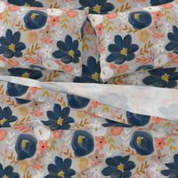 November's Florals - Autumn Navy - LARGE scale 