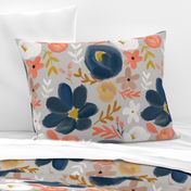 November's Florals - Autumn Navy - LARGE scale 