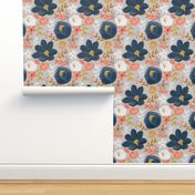 November's Florals - Autumn Navy - LARGE scale 