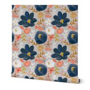 November's Florals - Autumn Navy - LARGE scale 