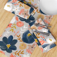 November's Florals - Autumn Navy - LARGE scale 