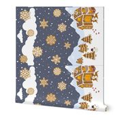 Gingerbread winter scene // tea towel