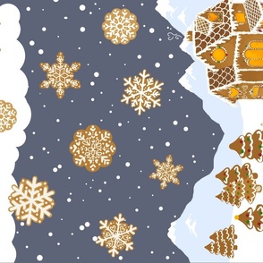 Gingerbread winter scene // tea towel