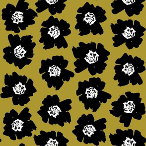 3" Flower pop - floral pop fabric, floral fabric, bright bold fabric, floral wallpaper, retro wallpaper, large curtain fabric, mod wallpaper, large scale wallpaper, scandi retro florals, retro floral wallpaper, - yellow