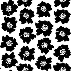 3" Flower pop - floral pop fabric, floral fabric, bright bold fabric, floral wallpaper, retro wallpaper, large curtain fabric, mod wallpaper, large scale wallpaper, scandi retro florals, retro floral wallpaper, - bw