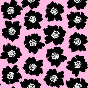 3" Flower pop - floral pop fabric, floral fabric, bright bold fabric, floral wallpaper, retro wallpaper, large curtain fabric, mod wallpaper, large scale wallpaper, scandi retro florals, retro floral wallpaper, - pink