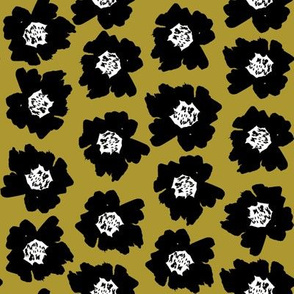 2" Flower pop - floral pop fabric, floral fabric, bright bold fabric, floral wallpaper, retro wallpaper, large curtain fabric, mod wallpaper, large scale wallpaper, scandi retro florals, retro floral wallpaper, - yellow