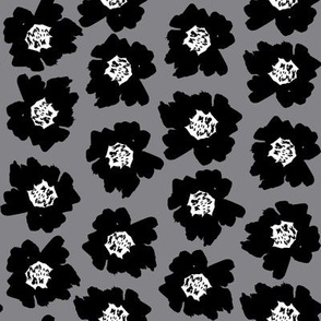 2" Flower pop - floral pop fabric, floral fabric, bright bold fabric, floral wallpaper, retro wallpaper, large curtain fabric, mod wallpaper, large scale wallpaper, scandi retro florals, retro floral wallpaper, - grey