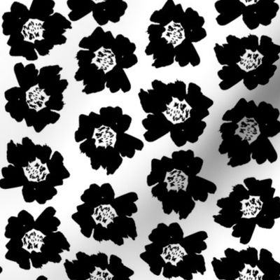 2" Flower pop - floral pop fabric, floral fabric, bright bold fabric, floral wallpaper, retro wallpaper, large curtain fabric, mod wallpaper, large scale wallpaper, scandi retro florals, retro floral wallpaper, - bw