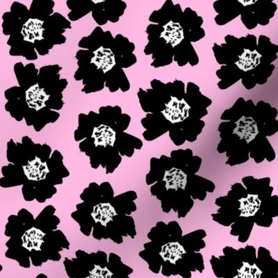 2" Flower pop - floral pop fabric, floral fabric, bright bold fabric, floral wallpaper, retro wallpaper, large curtain fabric, mod wallpaper, large scale wallpaper, scandi retro florals, retro floral wallpaper, - pink