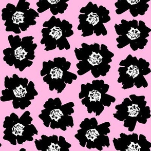 2" Flower pop - floral pop fabric, floral fabric, bright bold fabric, floral wallpaper, retro wallpaper, large curtain fabric, mod wallpaper, large scale wallpaper, scandi retro florals, retro floral wallpaper, - pink