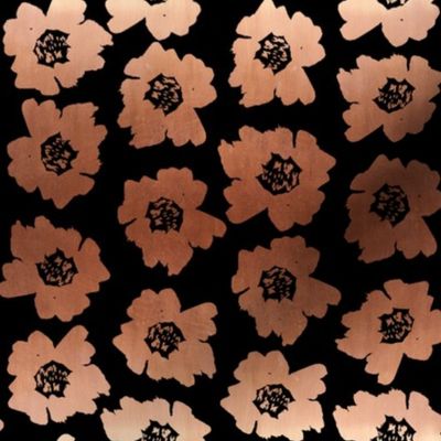 2" Flower pop - floral pop fabric, floral fabric, bright bold fabric, floral wallpaper, retro wallpaper, large curtain fabric, mod wallpaper, large scale wallpaper, scandi retro florals, retro floral wallpaper, - copper