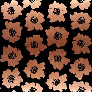 2" Flower pop - floral pop fabric, floral fabric, bright bold fabric, floral wallpaper, retro wallpaper, large curtain fabric, mod wallpaper, large scale wallpaper, scandi retro florals, retro floral wallpaper, - copper