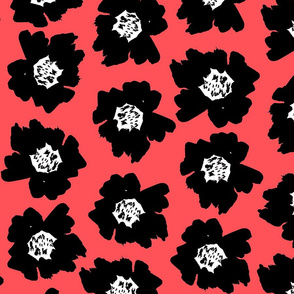 4" Flower pop - floral pop fabric, floral fabric, bright bold fabric, floral wallpaper, retro wallpaper, large curtain fabric, mod wallpaper, large scale wallpaper, scandi retro florals, retro floral wallpaper, - bright