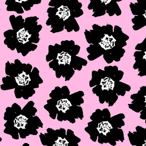 4" Flower pop - floral pop fabric, floral fabric, bright bold fabric, floral wallpaper, retro wallpaper, large curtain fabric, mod wallpaper, large scale wallpaper, scandi retro florals, retro floral wallpaper, - pink