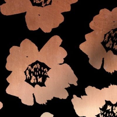 4" Flower pop - floral pop fabric, floral fabric, bright bold fabric, floral wallpaper, retro wallpaper, large curtain fabric, mod wallpaper, large scale wallpaper, scandi retro florals, retro floral wallpaper, - copper