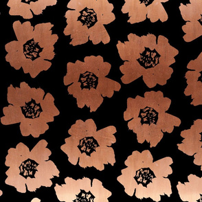 4" Flower pop - floral pop fabric, floral fabric, bright bold fabric, floral wallpaper, retro wallpaper, large curtain fabric, mod wallpaper, large scale wallpaper, scandi retro florals, retro floral wallpaper, - copper