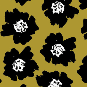 7" Flower pop - floral pop fabric, floral fabric, bright bold fabric, floral wallpaper, retro wallpaper, large curtain fabric, mod wallpaper, large scale wallpaper, scandi retro florals, retro floral wallpaper, - yellow