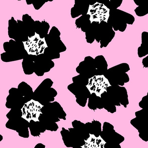 7" Flower pop - floral pop fabric, floral fabric, bright bold fabric, floral wallpaper, retro wallpaper, large curtain fabric, mod wallpaper, large scale wallpaper, scandi retro florals, retro floral wallpaper, -pink