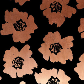 7" Flower pop - floral pop fabric, floral fabric, bright bold fabric, floral wallpaper, retro wallpaper, large curtain fabric, mod wallpaper, large scale wallpaper, scandi retro florals, retro floral wallpaper, -copper